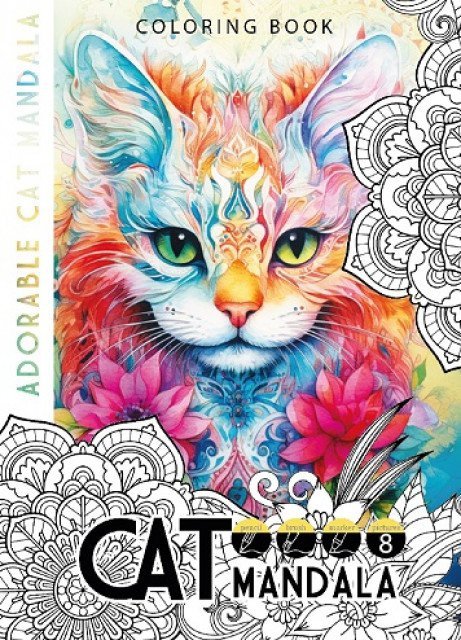 Kolorowanka A4  Cat Mandala Koty