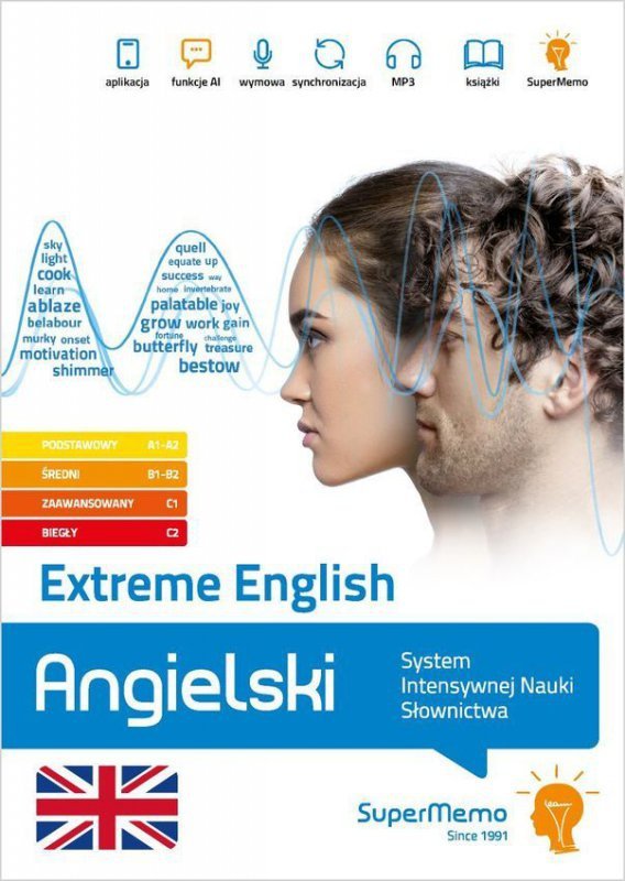 Extreme English. Angielski.  System Intensywnej Nauki Słownictwa. Poziom podstawowy A1-A2, średni B1-B2,  zaawansowany C1 i bieg