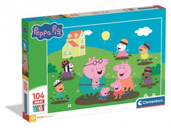 Puzzle 104 elementów. Maxi. Super kolor. Peppa Pig
