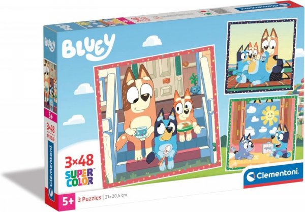 Puzzle 3 x 48 elementów. Super color Bluey 1