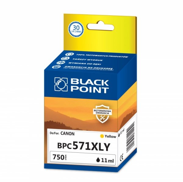 Black Point tusz BPC571XLY zastępuje Canon CLI-571YXL, żółty