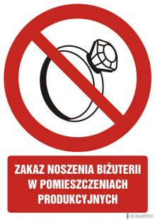 Tabliczka  Zakaz noszenia biżuterii ZZ-20Z/11881ZN (X)