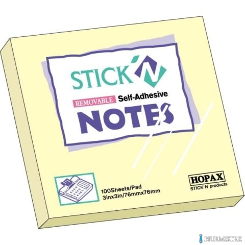 Notes samoprzylepne 76x76 żółty pastel STICK`N 100k. 21007