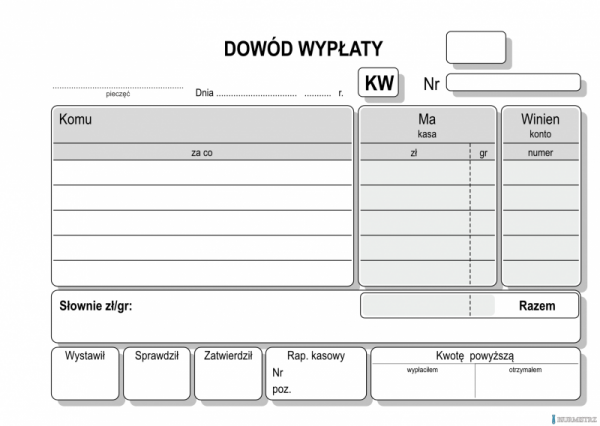 Dowód Wypłaty KW, A6 80 kartek, 10-402-5 DOTTS