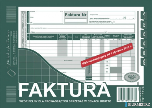 143-3E Faktura VAT MICHALCZYK&PROKOP A5 80 kartek
