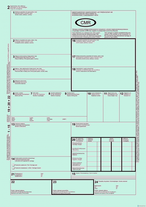Numerowany międzynarodowy list przewozowy CMR, (1+4) A4 80 kartek, 10-800-2N DOTTS