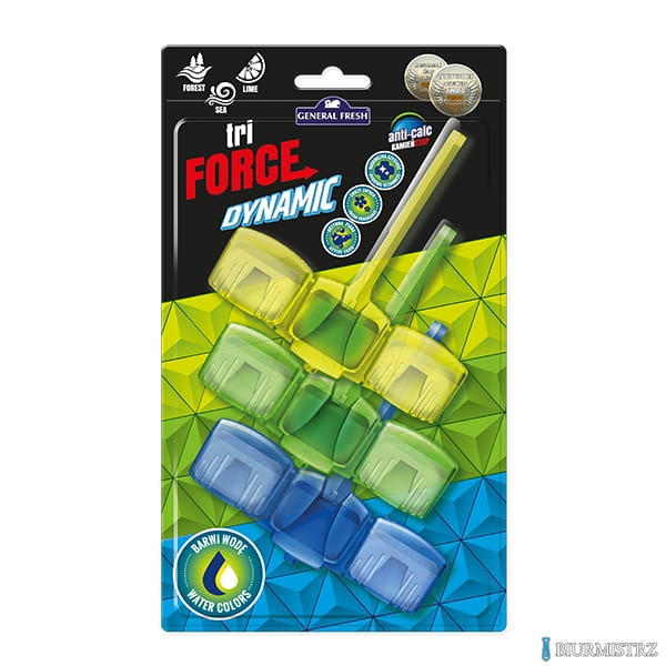 Kostka do WC zawieszka 3x45g TRIO-FORCE DYNAMIK (cytryna, morze, las) GENERAL FRESH