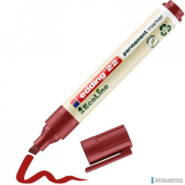 Marker EDDING permanentny ekologiczny ścięta końcówka czerwony  22/002/cz ed