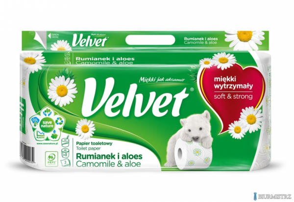 Papier toaletowy Velvet Ecoroll rumianek & aloes 8 rolek