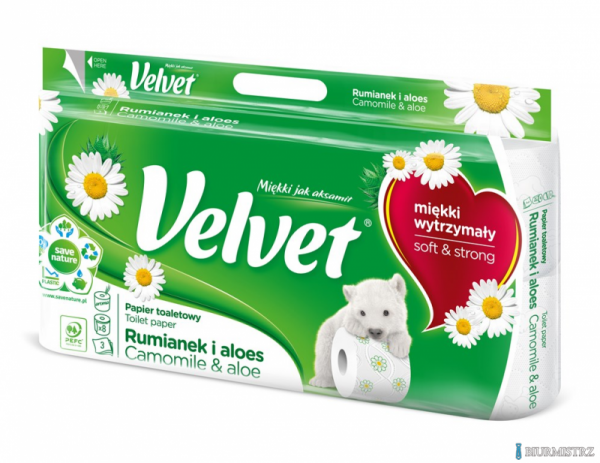 Papier toaletowy Velvet Ecoroll rumianek & aloes 8 rolek