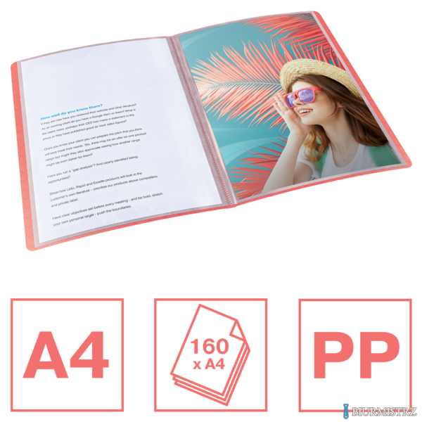 Album ofertowy Esselte ColourBreeze, z 80 koszulkami, koralowy 628445 Esselte