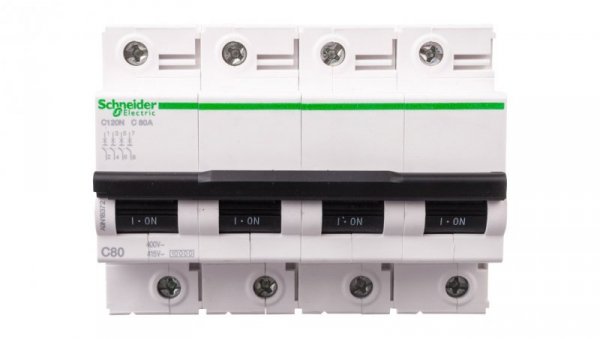 Wyłącznik nadprądowy 4P C 80A 6kA AC iC120N A9N18372