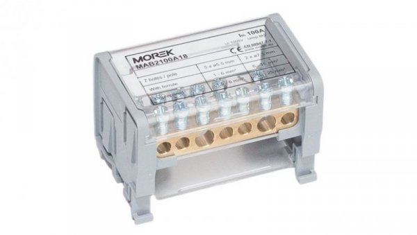 Blok dystrybucyjno-rozdzielczy MOBLOCK 2P 1000V 100A-7 2x25mm2 + 5x6mm2, TS35 MAB2100A18