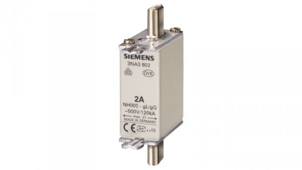 Wkładka topikowa NH000 32A gG 500V wersja standard zaczepy nieizolowane 3NA3812
