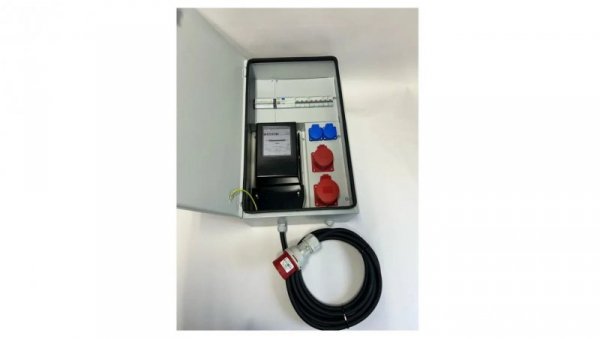 IP54 Metalowa rozdzielnica ścienna CEE 32A 16A 2x230V z bezpiecznikami HAGER FI /Miernik mocy z kablem 5m RB4