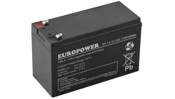 Akumulator AGM EUROPOWER serii EP 12V 7,2Ah