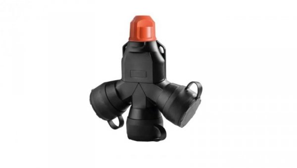 RED RO1 rozgałęziacz potrójny z dławikiem 16A/250V IP54 kołnierze gumowe czarny XF188G