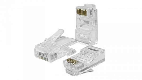 Qoltec Wtyk przelotowy złącze RJ45 CAT6 UTP Pass Through Pozłacane styki 100 sztuk