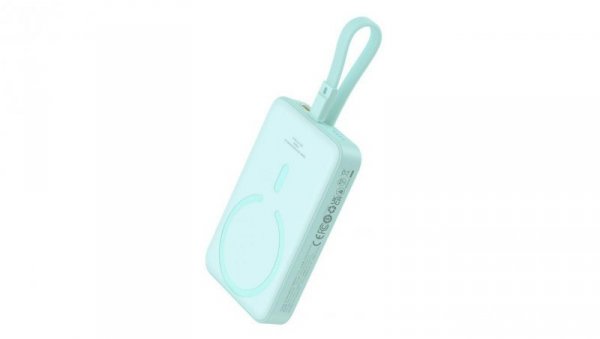 Powerbank Baseus Magnetic Mini MagSafe 10000mAh 20W z wbudowanym kablem Lightning - niebieski + kabe