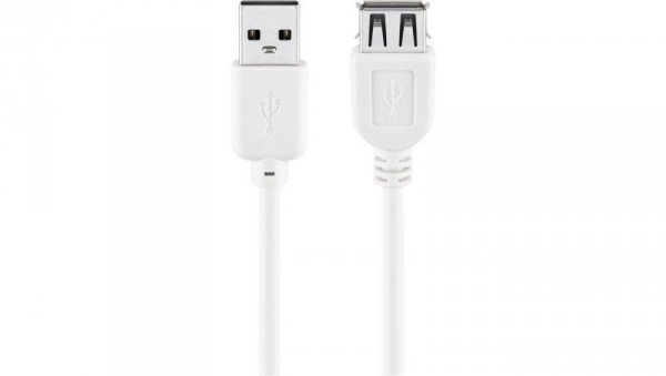 Przedłużacz USB 2.0 Hi-Speed, Biały - Długość kabla 0.6 m