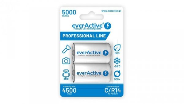 2 x akumulatorki everActive R14/C Ni-MH 5000 mAh ready to use