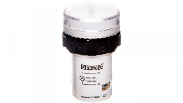 Lampka sygnalizacyjna MB z LED, monoblok, 230V AC, płaski klosz, biała T0-MBSD220B