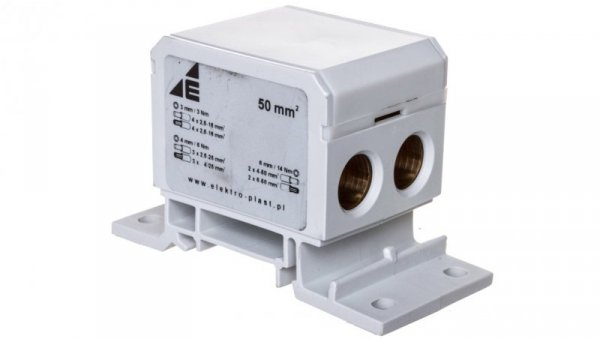 Blok rozdzielczy 2x4-50mm2/3x2,5-25mm2/4x2,5-16mm2 szary montaż płaski i na szynę TH DB1-S 48.14