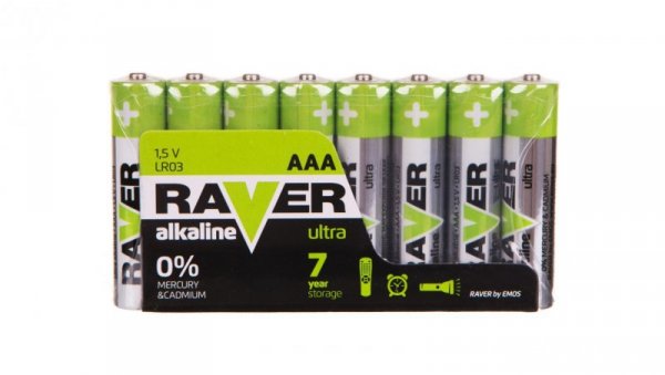 Bateria alkaliczna LR03 / AAA 1,5V RAVER ULTRA B79118 /opakowanie 8szt./