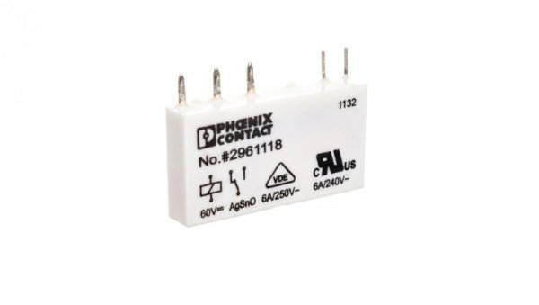 Przekaźnik miniaturowy 1P 6A AgSnO 60V DC REL-MR- 60DC/21 /10szt./2961118