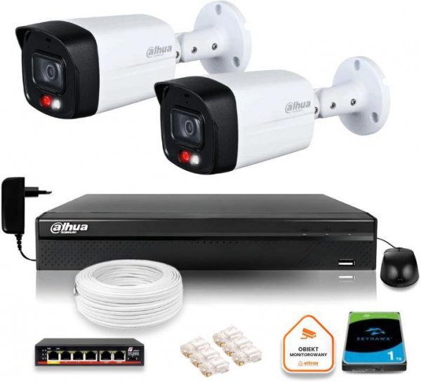 ZESTAW 2 Kamery IP Dahua 8mpx PC-HFW1839TC-A-IL-0280B-S6 + DYSK 1TB