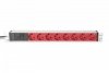 Digitus Listwa zasilająca PDU 19 cali Rack, 8x czerwone gniazdo schuko, 2.0m, 1x wtyk C14, 10A Aluminiowa