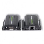 Techly Extender HDMI po skrętce Cat.5e/6/6a/7 do 60m, z odbiornikiem  IR, czarny