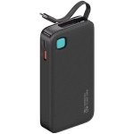USAMS Powerbank 10000mAh 20W zwijany kabel USB-C fast charge Czarny