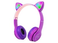 BLOW Słuchawki bezprzewodowe Bluetooth 5.0 LED dla dzieci fioletowe uszy 