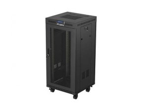 Lanberg Szafa instalacyjna rack stojąca 19 24U  600x600 czarna drzwi perforowane LCD (Flat pack) V2