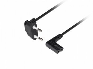 Lanberg Kabel zasilający EURO ( radiowy) CEE 7/16 - IEC 320 C7 3m kątowy VDE czarny