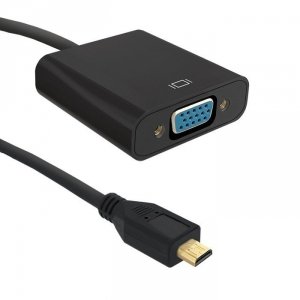 Qoltec Adapter Micro HDMI D męski / VGA żeński | +3,5mm AUX | 0,2m