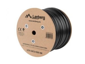 Lanberg Kabel LAN FTP KAT-6 305M drut outdoor żelowany cu fluke, czarny