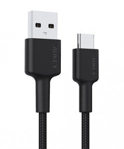 AUKEY CB-CA3 OEM nylonowy kabel Quick Charge USB C-USB A 3.1 | FCP | AFC | 3m | 5Gbps | 3A | 60W PD | 20V