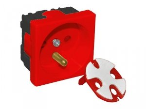 ALANTEC Gniazdo elektryczne 45x45 z kluczem,  - 2P+Z Czerwone