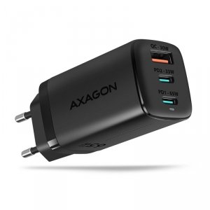 AXAGON ACU-DPQ65 Ładowarka sieciowa, GaN 65W, 3x port (USB-A + dual USB-C), PD3.0/QC4+/PPS/Apple