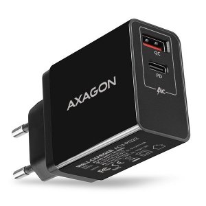 AXAGON ACU-PQ22 Ładowarka sieciowa, PD & QC 22W, 2x port (USB-A + USB-C), PD3.0/QC3.0/AFC/FCP/Apple, czarna