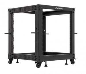 Lanberg Stojak Open rack 19 cali 12U 600x600-1100 regulowany czarny
