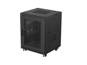 Lanberg Szafa instalacyjna rack stojąca 19 cali 15U 600x600 drzwi perforowane czarna (Flat pack)