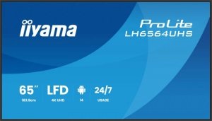 IIYAMA Monitor 65 cali LH6564UHS-B1AG, 24/7,VA,ANDROID14,4K,500cd,5000:1,    2xHDMI ,USB-C,RJ45, RS-232c, IR, 2x10W, 2xUSB, UCHW