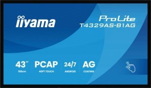 IIYAMA Monitor 43 cale T4329AS-B1AG VA,4K,HDMIx2,USB-C,RJ45,2x10W,WiFi,     Android 14, Signal FailOver, Whiteboard, iiSignage (