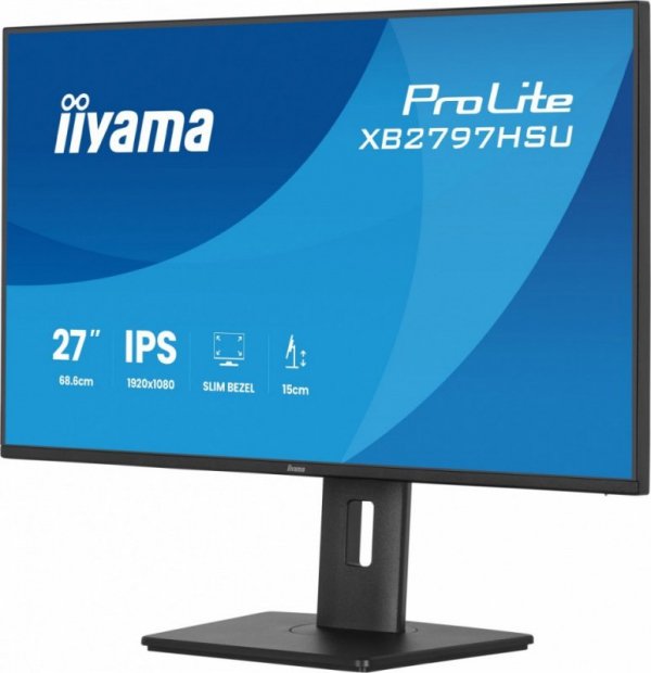 IIYAMA Monitor ProLite 27 cali XB2797HSU-B1 IPS,FHD,HDMI,DP,120Hz,2xUSBv3.2,        2xUSB-C, 350 CD, 2x2W, HAS 150/PIVOT