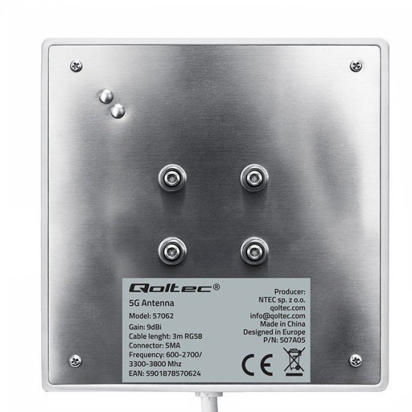 Qoltec Antena 4G 5G LTE | 9dBi | kierunkowa | zewnętrzna | SMA |        wodoodporna | 3m