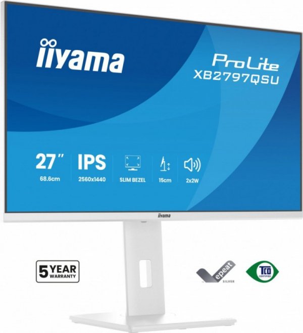 IIYAMA Monitor 27 cali XB2797QSU-W1 IPS, QHD, 2xHDMI, DP, 350cd, 75Hz, 1000:1, USB HUB x4