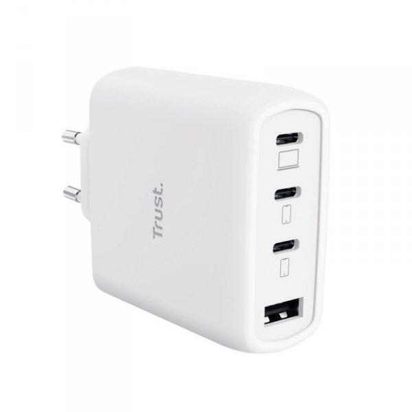 Trust Ładowarka biała MAXO GaN 65W 3xUSB-C 1xUSB-A